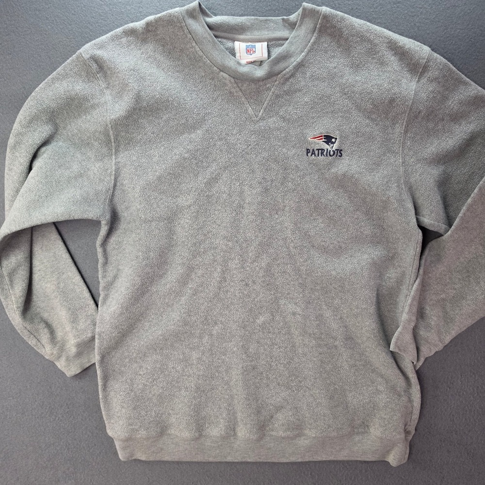 NFL New England Patriots Fleece Sweatshirt Gray XL Pullover Crewneck vintage 90s